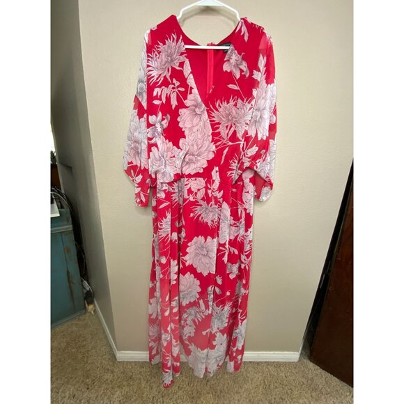 Lane Bryant Womens Pink Floral Maxi‎ Dress Plus Size 26 3/4 Sleeves polyester - Picture 2 of 8